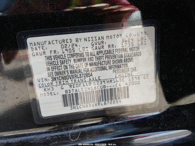Nissan Versa 1.6 S 2024 3N1CN8DVXRL872854 Image 9