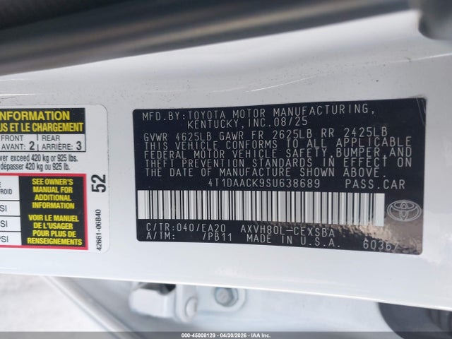 Toyota CAMRY SE 2025 4T1DAACK9SU638689 Image 9