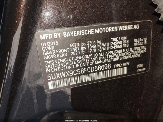 Продажа на аукционе авто 2015 Bmw X3 Xdrive28i, vin: 5UXWX9C58F0D58698, номер лота: 45008136