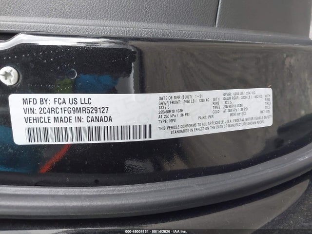 Chrysler Pacifica Touring 2021 2C4RC1FG9MR529127 Image 9