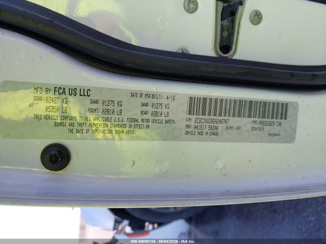 2016 Chrysler 300 300s მანქანა იყიდება აუქციონზე, vin: 2C3CCAGG9GH248707, აუქციონის ნომერი: 45008158