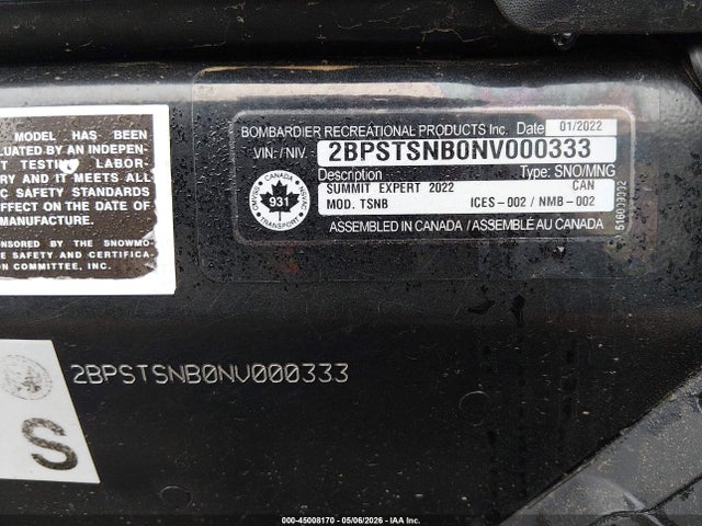 Ski-Doo Summit 850 E-tec 2022 2BPSTSNB0NV000333 Image 9