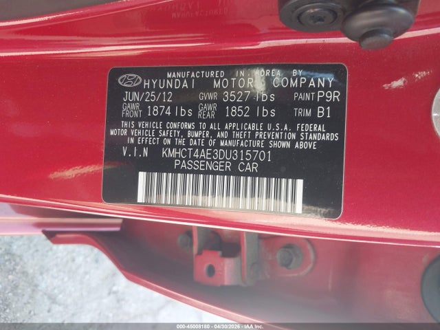 Продаж на аукціоні авто 2013 Hyundai Accent Gls, vin: KMHCT4AE3DU315701, номер лоту: 45008180