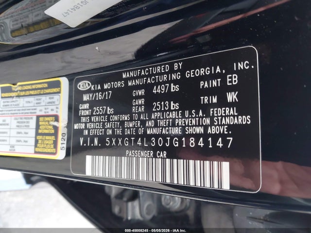 5XXGT4L30JG184147 KIA Optima Lx