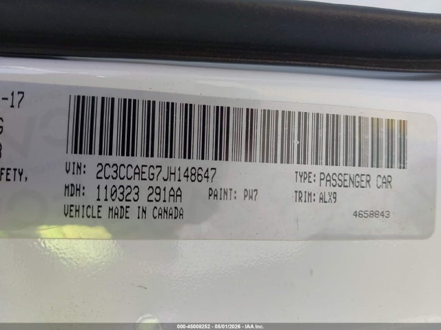 Продаж на аукціоні авто 2018 Chrysler 300 Limited, vin: 2C3CCAEG7JH148647, номер лоту: 45008252