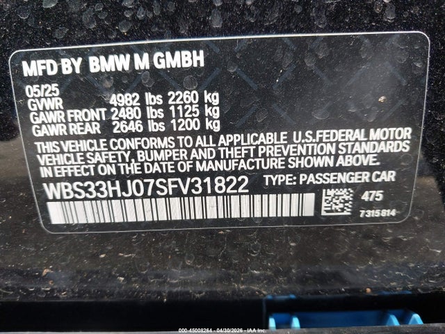 BMW M3 Competition Xdrive 2025 WBS33HJ07SFV31822 Image 9