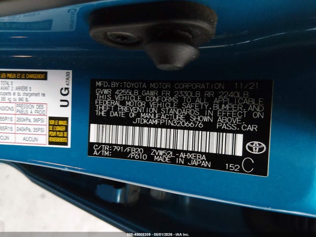 Toyota Prius Prime Le 2022 JTDKAMFP1N3206676 Image 9