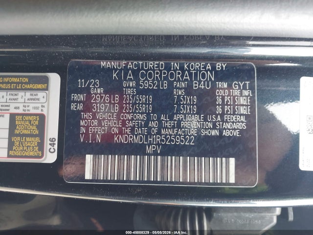 KNDRMDLH1R5259522 KIA Sorento Plug-in Hybrid Sx Prestige