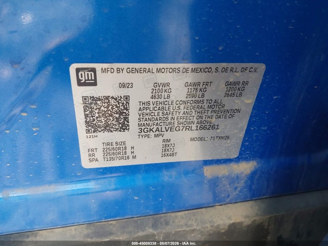 Aukcja sprzedaży 2024 Gmc Terrain Awd Slt, vin: 3GKALVEG7RL166261, numer aukcji: 45008338