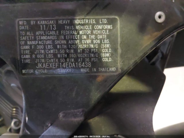 Kawasaki Ex650 F 2014 JKAEXEF14EDA16438 Image 9
