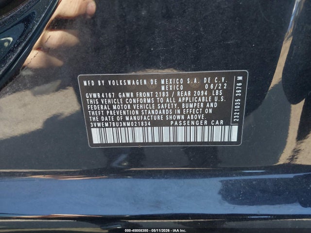 3VWEM7BU3NM021834 Volkswagen Jetta 1.5t Se