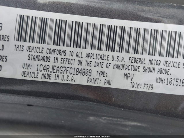 Продаж на аукціоні авто 2015 Jeep Grand Cherokee Laredo, vin: 1C4RJEAG7FC184809, номер лоту: 45008382