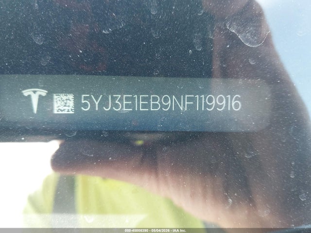 Aukcja sprzedaży 2022 Tesla Model 3 Long Range Dual Motor All-wheel Drive, vin: 5YJ3E1EB9NF119916, numer aukcji: 45008390