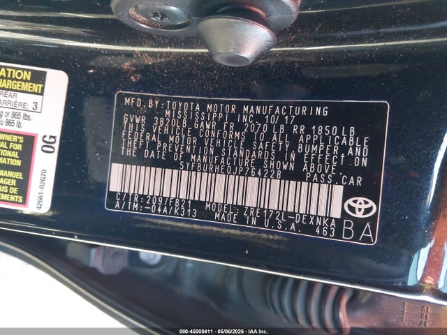 Toyota COROLLA LE 2018 5YFBURHE0JP764228 Image 9