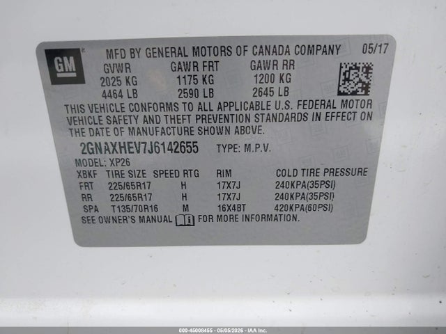 Chevrolet EQUINOX LS 2018 2GNAXHEV7J6142655 Image 9