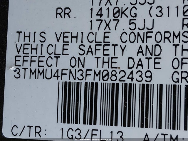 Продаж на аукціоні авто 2015 Toyota Tacoma Base V6, vin: 3TMMU4FN3FM082439, номер лоту: 45008460