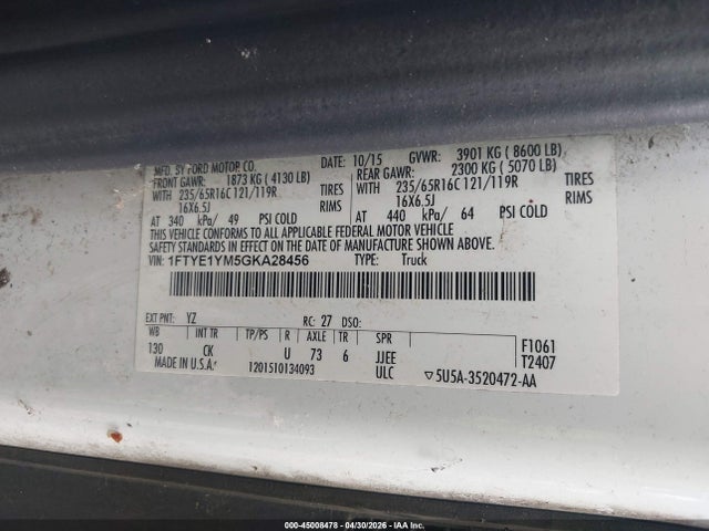 1FTYE1YM5GKA28456 Ford Transit-150