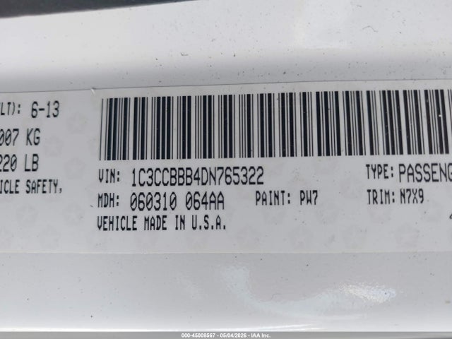 Aukcja sprzedaży 2013 Chrysler 200 Touring, vin: 1C3CCBBB4DN765322, numer aukcji: 45008567