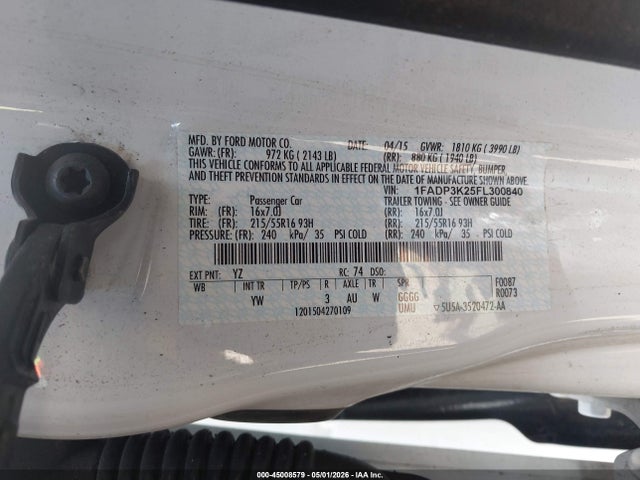 Ford FOCUS SE 2015 1FADP3K25FL300840 Image 9