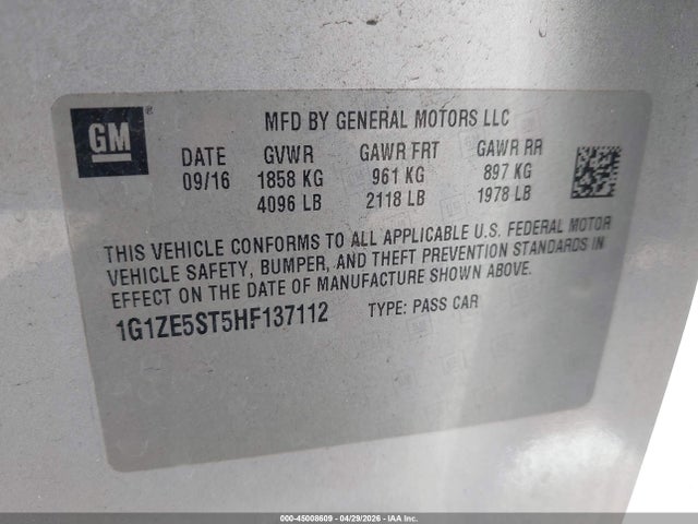 Chevrolet MALIBU 1LT 2017 1G1ZE5ST5HF137112 Image 9