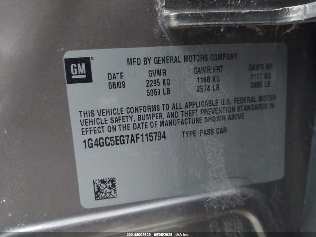 Продаж на аукціоні авто 2010 Buick Lacrosse Cxl, vin: 1G4GC5EG7AF115794, номер лоту: 45008629