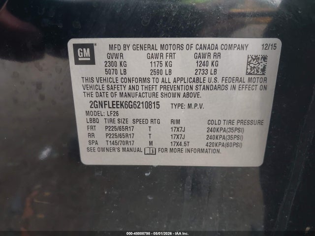 Chevrolet EQUINOX LS 2016 2GNFLEEK6G6210815 Image 9