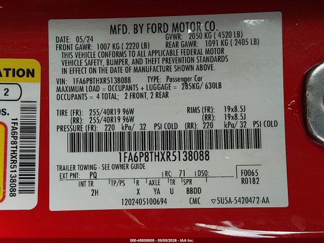 Ford Mustang Ecoboost Fastback 2024 1FA6P8THXR5138088 Image 9
