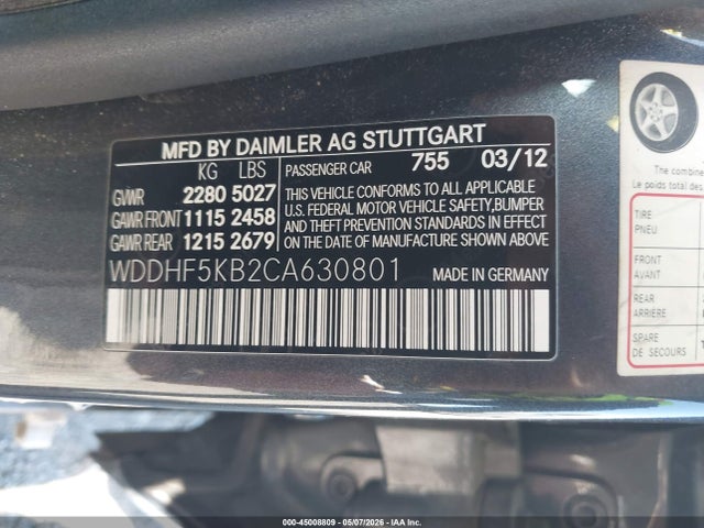 Продаж на аукціоні авто 2012 Mercedes-benz E 350, vin: WDDHF5KB2CA630801, номер лоту: 45008809