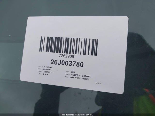 Продажа на аукционе авто 2012 Gmc Acadia Denali, vin: 1GKKVTEDXCJ406636, номер лота: 45008826