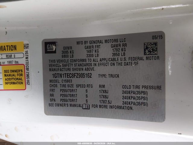 1GTN1TEC8FZ905162 GMC SIERRA 1500