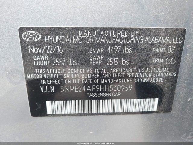 5NPE24AF9HH530959 Hyundai Sonata
