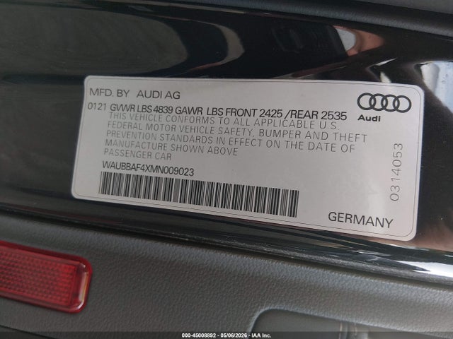 Aukcja sprzedaży 2021 Audi A4 Premium Plus 40 Tfsi Quattro S Tronic, vin: WAUBBAF4XMN009023, numer aukcji: 45008892