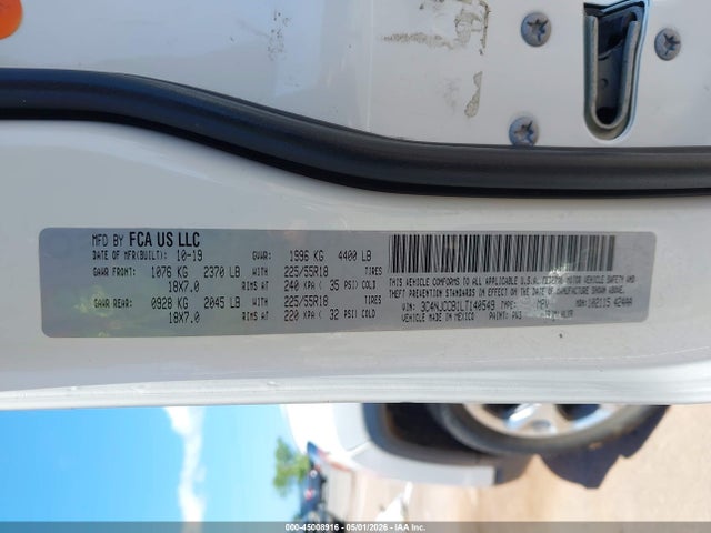45008916 :رقم المزاد ، 3C4NJCCB1LT140549 vin ، 2020 Jeep Compass Limited Fwd مزاد بيع