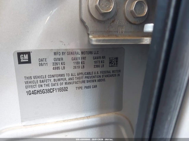 Продажа на аукционе авто 2012 Buick Lacrosse Premium 3 Group, vin: 1G4GH5G38CF116502, номер лота: 45008980