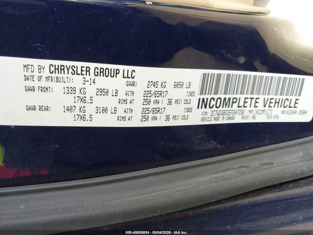 2C7WDGBG5ER347292 Dodge Grand Caravan Se
