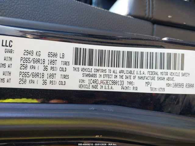 45009210 :رقم المزاد ، 1C4RDJAG3EC980133 vin ، 2014 Dodge Durango Sxt مزاد بيع