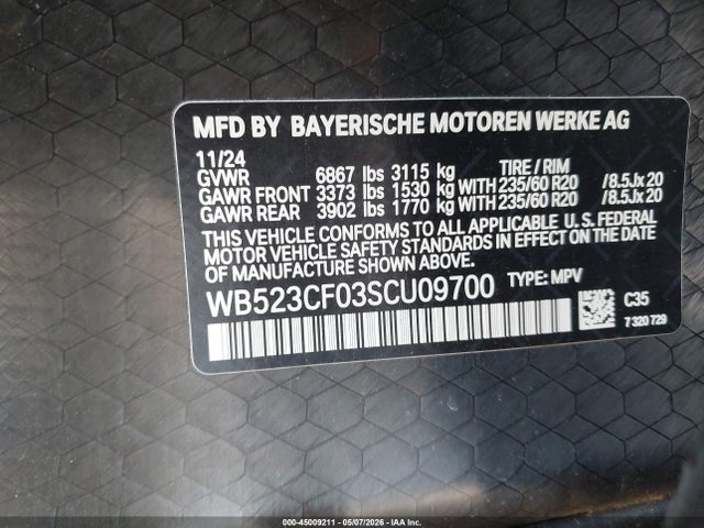 WB523CF03SCU09700 BMW Ix Xdrive50