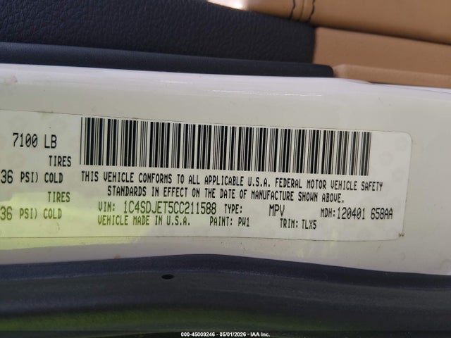 Aukcja sprzedaży 2012 Dodge Durango Citadel, vin: 1C4SDJET5CC211588, numer aukcji: 45009246