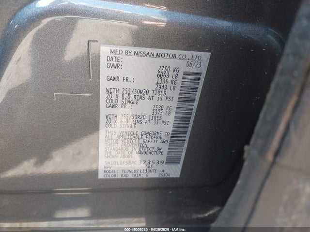 Aukcja sprzedaży 2023 Infiniti Qx60 Luxe Awd, vin: 5N1DL1FS8PC373539, numer aukcji: 45009280