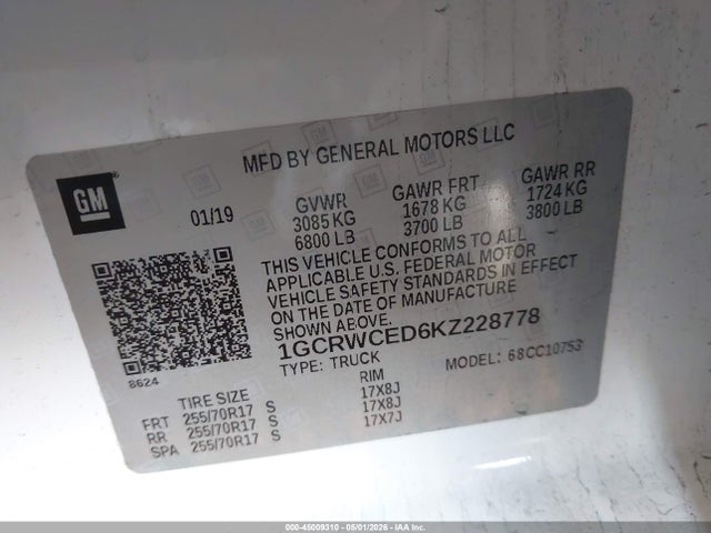 1GCRWCED6KZ228778 Chevrolet Silverado 1500 Lt