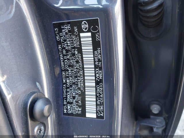 2013 Toyota Prius Two მანქანა იყიდება აუქციონზე, vin: JTDKN3DU8D1684949, აუქციონის ნომერი: 45009362