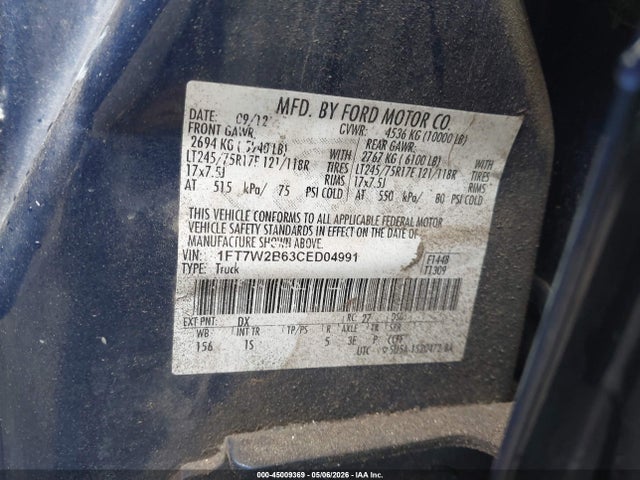 Aukcja sprzedaży 2012 Ford F-250 Xl, vin: 1FT7W2B63CED04991, numer aukcji: 45009369