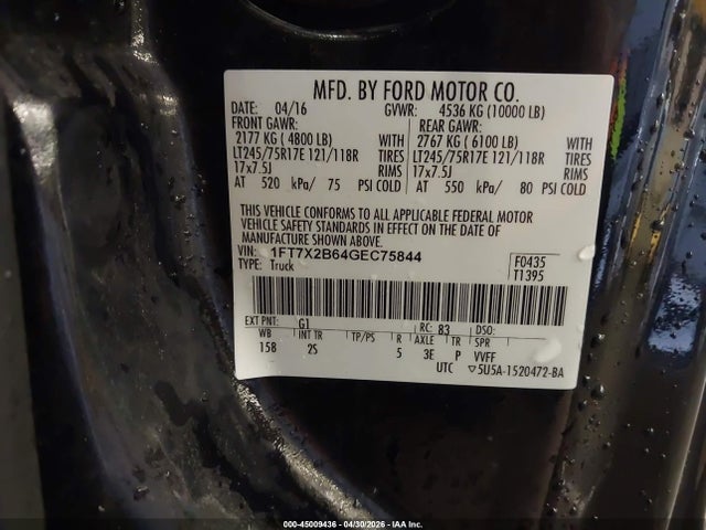 Aukcja sprzedaży 2016 Ford F-250 Xl, vin: 1FT7X2B64GEC75844, numer aukcji: 45009436