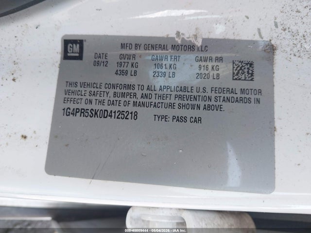 Продаж на аукціоні авто 2013 Buick Verano Convenience Group, vin: 1G4PR5SK0D4125218, номер лоту: 45009444