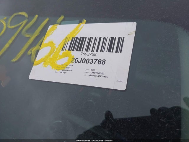 45009466 :رقم المزاد ، 1G11F5SL9FF165910 vin ، 2015 Chevrolet Malibu 1lz مزاد بيع