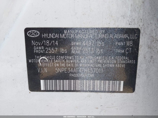 Aukcja sprzedaży 2015 Hyundai Sonata Sport, vin: 5NPE34AF4FH137011, numer aukcji: 45009502