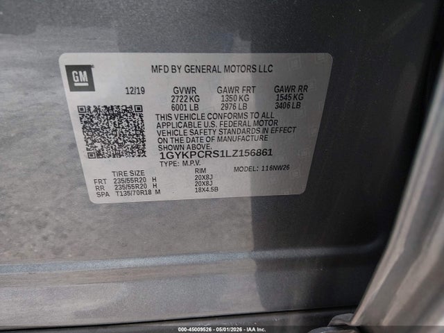 45009526 :رقم المزاد ، 1GYKPCRS1LZ156861 vin ، 2020 Cadillac Xt6 Fwd Premium Luxury مزاد بيع