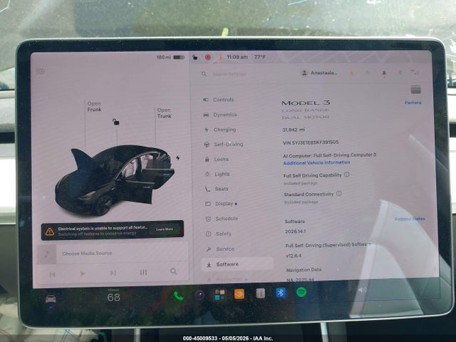 Aukcja sprzedaży 2019 Tesla Model 3 Long Range/performance, vin: 5YJ3E1EB5KF391505, numer aukcji: 45009533