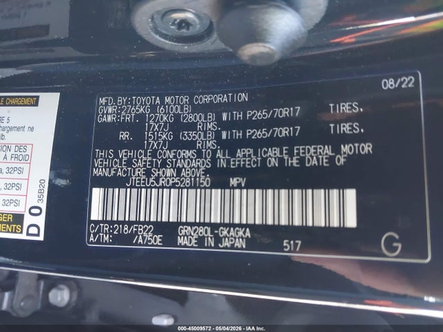 Продаж на аукціоні авто 2023 Toyota 4runner Sr5, vin: JTEEU5JR0P5281150, номер лоту: 45009572