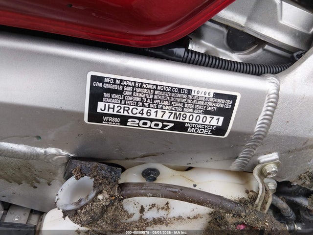 Aukcja sprzedaży 2007 Honda Vfr800, vin: JH2RC46177M900071, numer aukcji: 45009575